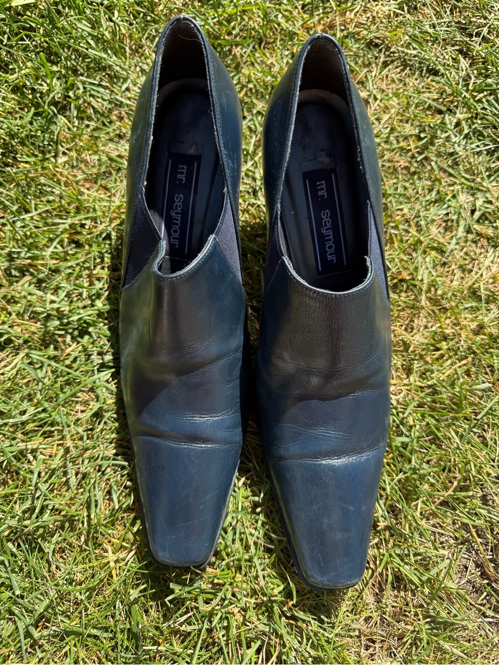 Women's Navy Heeled Booties
